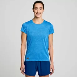 Saucony Tops | Donna Stopwatch Short Sleeve Bluelight Heather