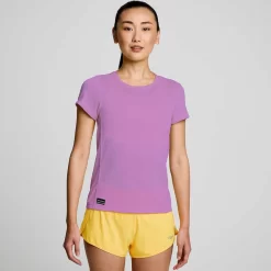 Saucony Tops | Donna Stopwatch Short Sleeve Grape Heather