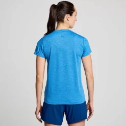 Saucony Tops | Donna Stopwatch Short Sleeve Bluelight Heather