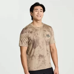 Saucony Tops | Uomo Explorer Short Sleeve Pewter Tie-Dye Print